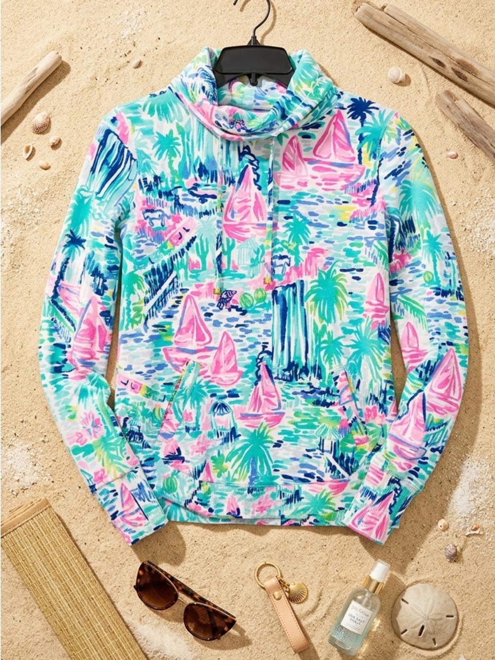 Lilly Pulitzer Women’s Sailboat Print Pullover - Pink, Aqua & Blue